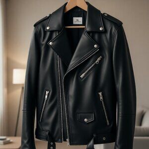 Valentino Black Leather Biker Jacket - Iconic Luxury & Edgy Style